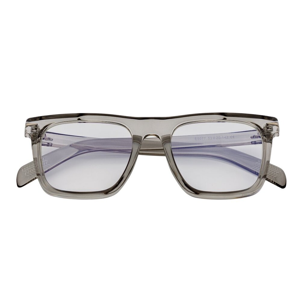 Classic Square Horn Rimmed Glasses Gray Frame Clear Blue Light Blocking Lens
